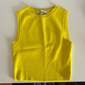 Yellow ribbed zara tank